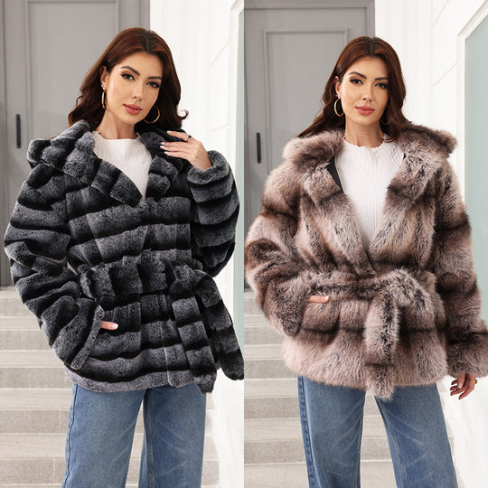 Damen kuschelige Kunstfelljacke EB