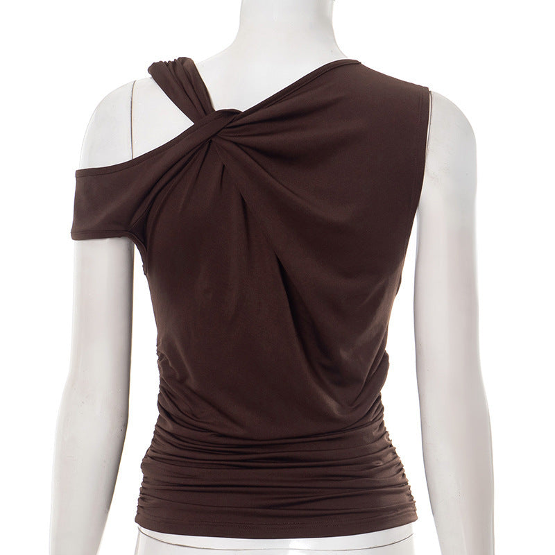 Damen elegantes Oberteil mit asymmetrischem Schnitt und raffiniertem Drapierungsdetail EB