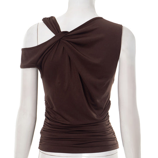 Damen elegantes Oberteil mit asymmetrischem Schnitt und raffiniertem Drapierungsdetail EB