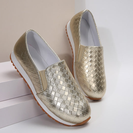 Damen Glamouröse Mokassins mit glänzender Metallschnalle EB