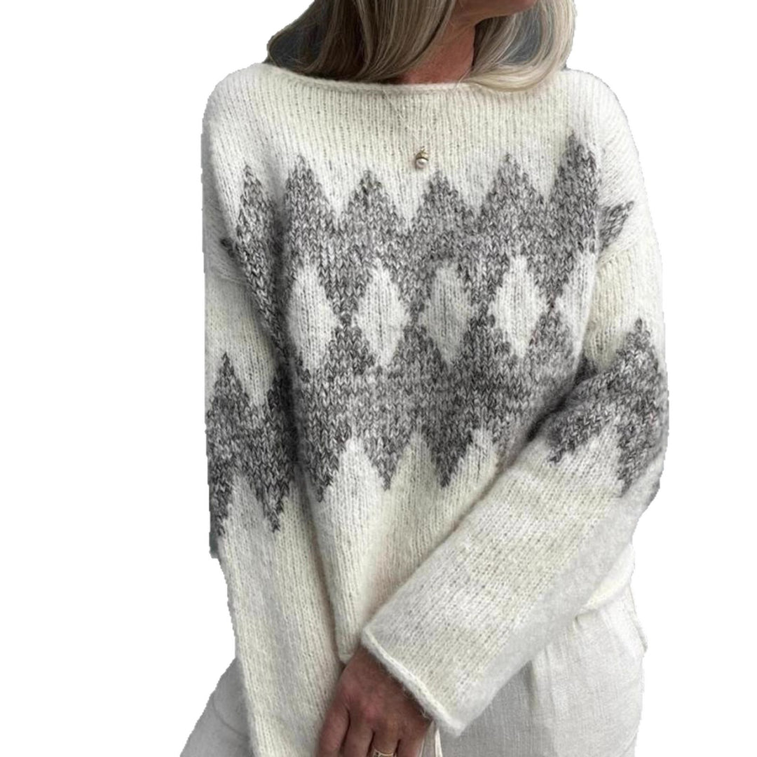 Damen Strickpullover mit modernem Wellenmuster und angenehmer Passform EB
