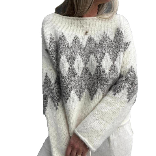 Damen Strickpullover mit modernem Wellenmuster und angenehmer Passform EB