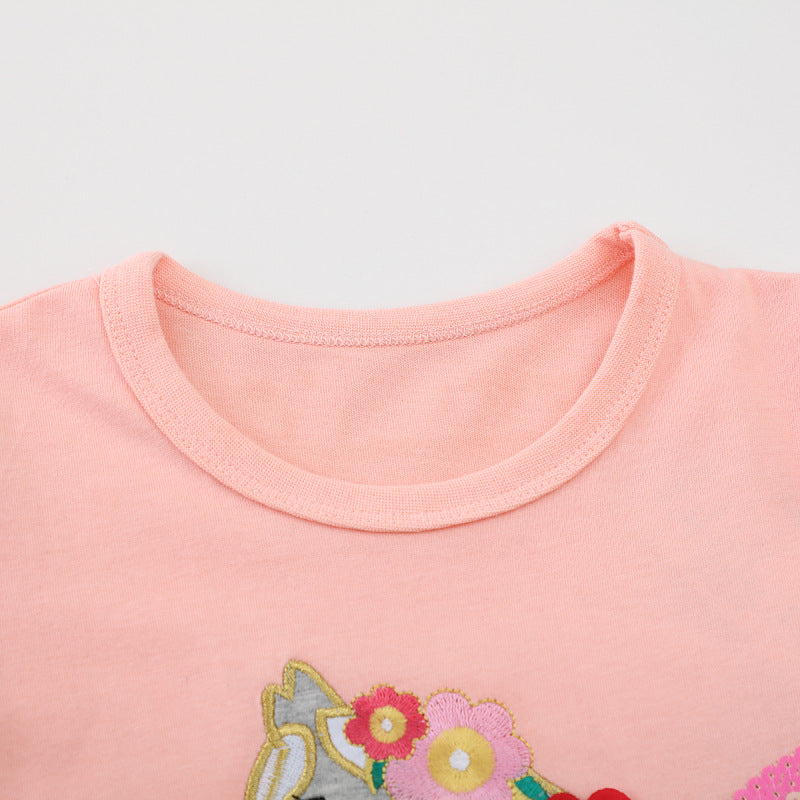 Mädchen T-Shirt mit verspieltem Einhorn-Design und Rüschendetails EB