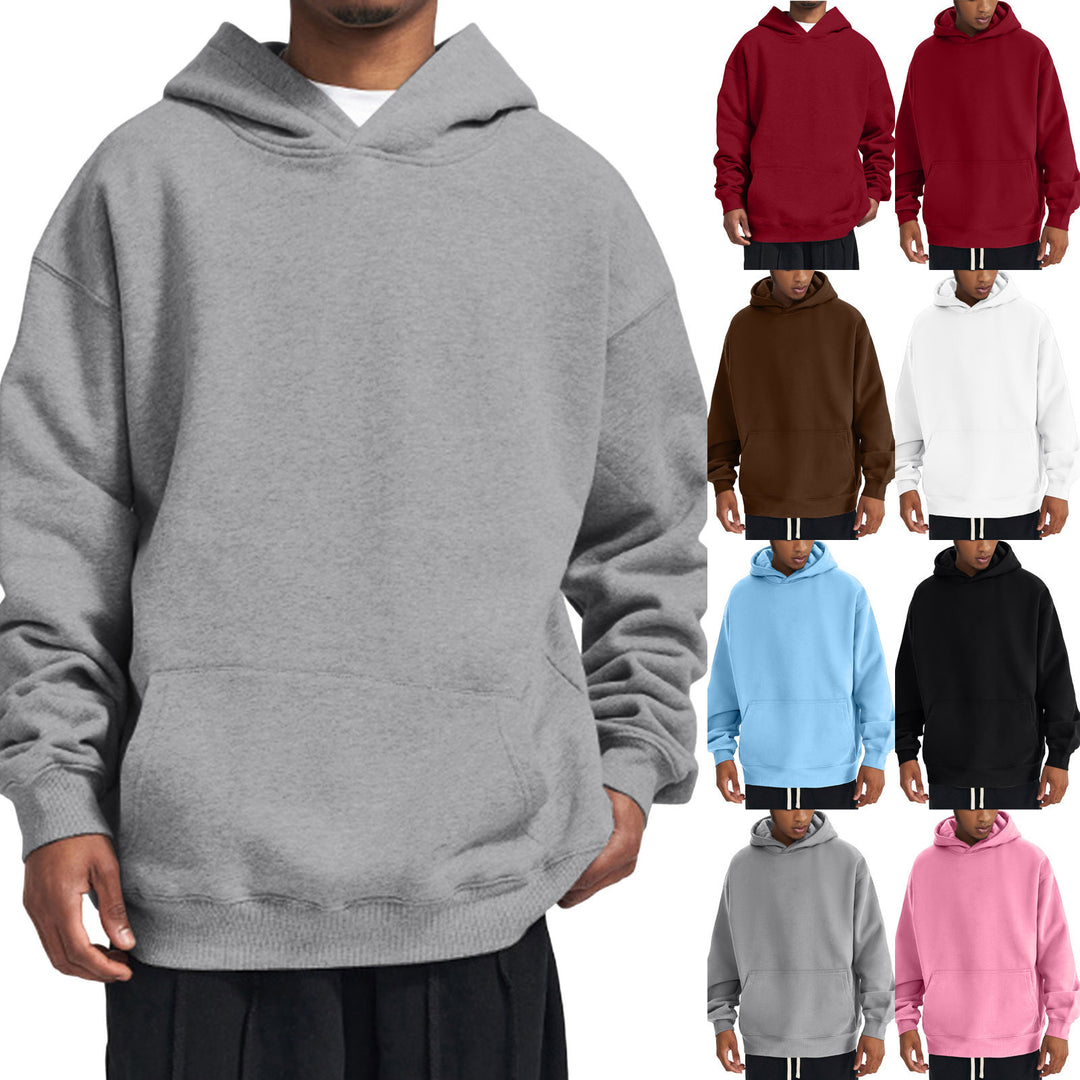 Unisex minimalistischer Oversize-Kapuzenpullover mit gedoppelter Kapuze, tiefer Schulter und breitem Rippbund EB