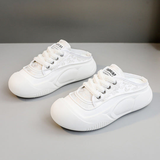 Damen bequeme Slip-On Sneaker mit modischem Blumenmuster und stoßdämpfender Sohle EB