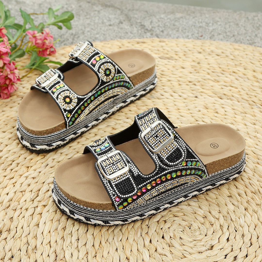 Damen Riemchen-Sandalen mit elegantem Schmuck detail EB