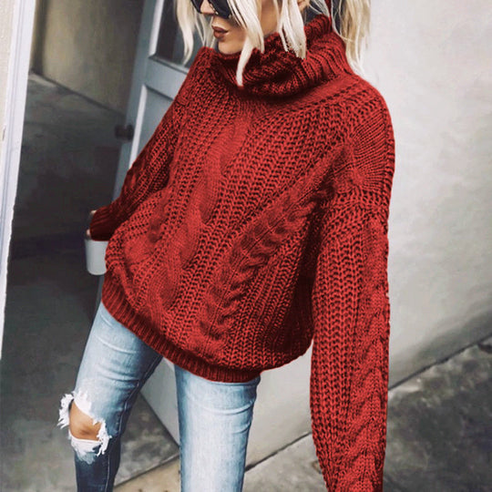 Damen Strickpullover mit hohem Kragen EB