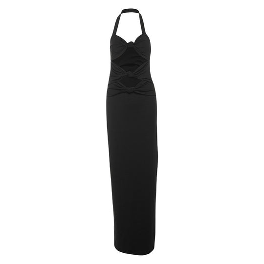 Damen Elegantes Maxikleid mit raffinierten Cut-Outs und Wickeldetails EB