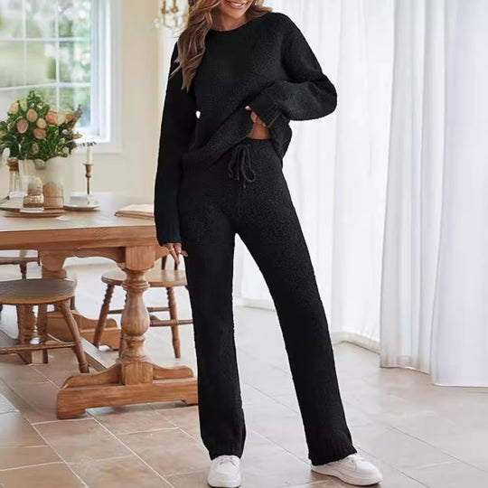 Damen nan kuscheliges Lounge-Set mit Oversize-Pullover und Kordelzughose EB