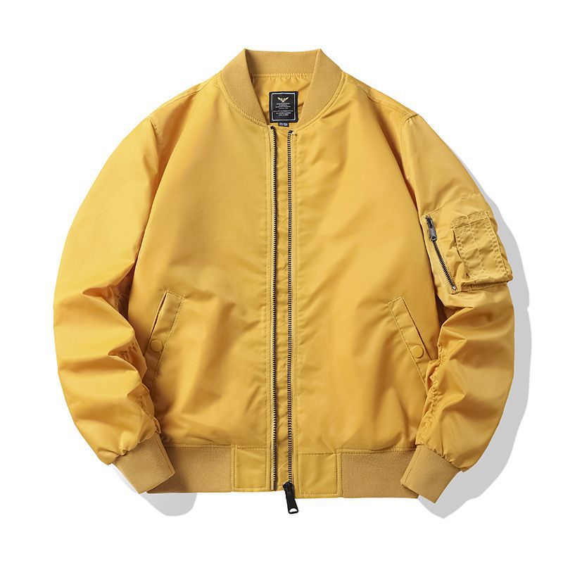 Men's  matte nylon flight bomber jacket with sleeve utility pocket and ribbed trims EB