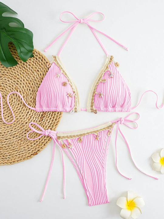 Damen Triangel-Bikini mit Raffinierten Schmuckdetails EB
