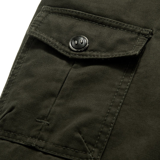 Herren nan leichte Canvas-Fieldjacke im Military-Stil mit Stehkragen, Schulterklappen und aufgesetzten Brust- und Ärmeltaschen EB