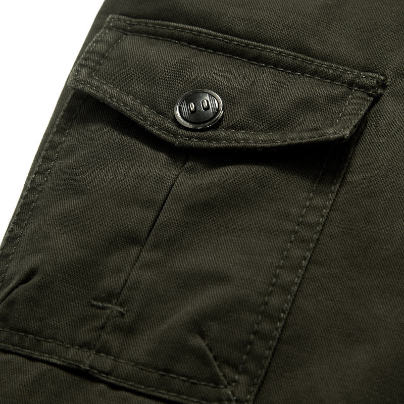 Herren  leichte Canvas-Fieldjacke im Military-Stil mit Stehkragen, Schulterklappen und aufgesetzten Brust- und Ärmeltaschen EB