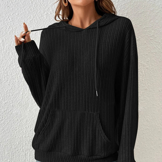 Damen Kapuzenpullover mit rippenstrukturiertem Design EB