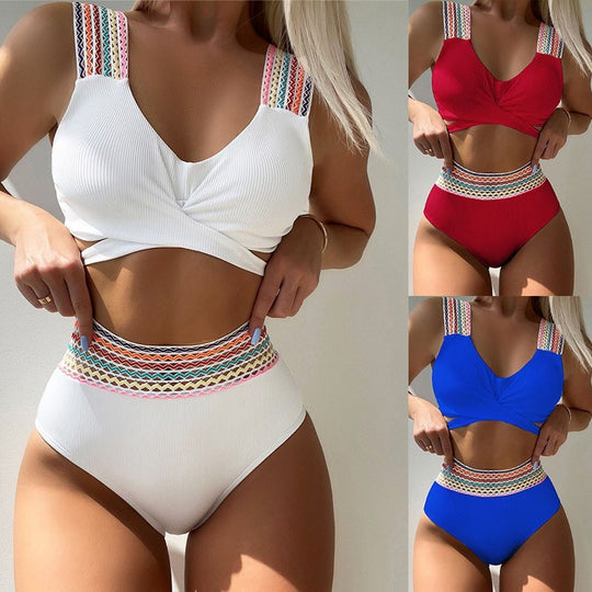 Damen Hochtaillierter Bikini mit kreativem Schnitt EB