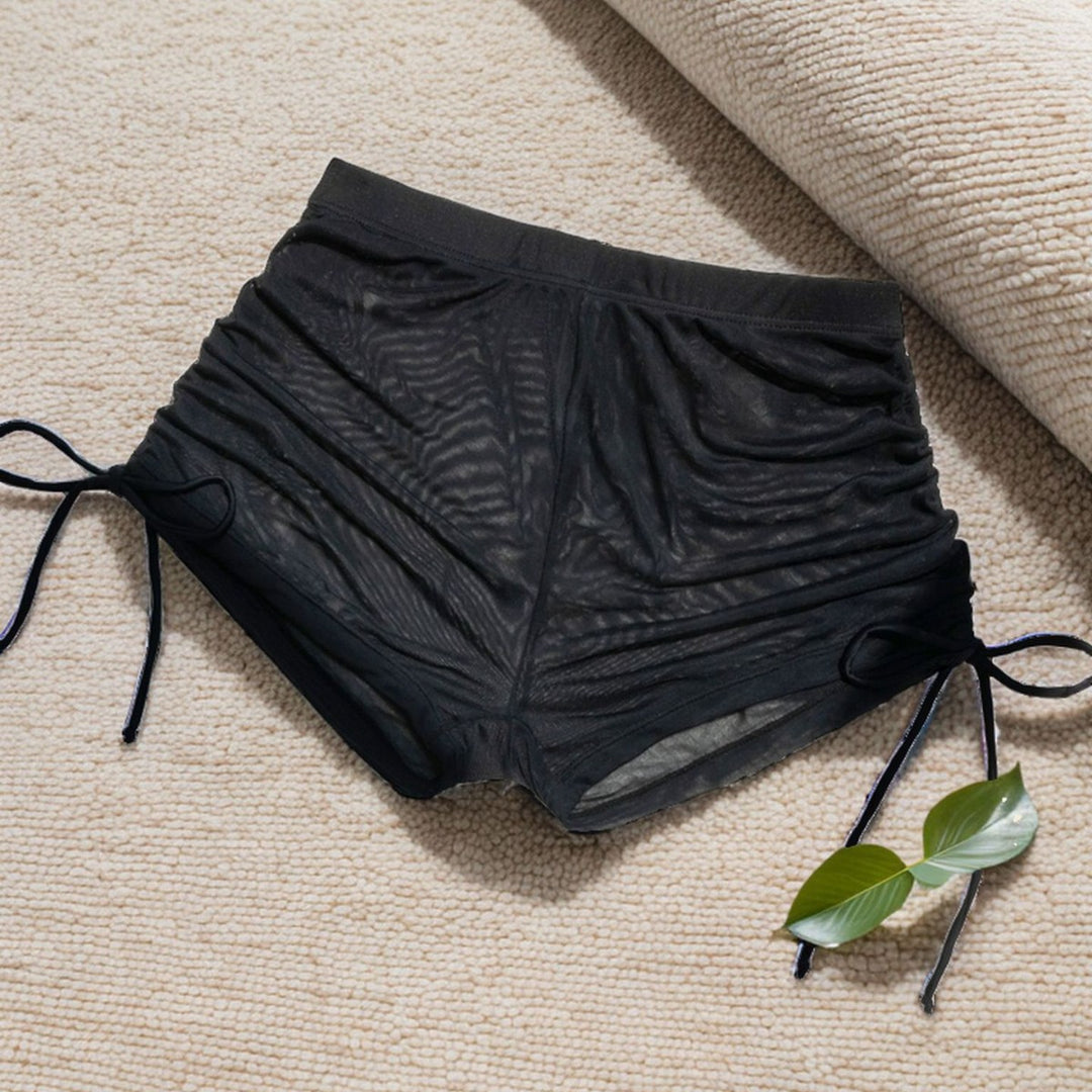 Damen Sportliche Raffungshorts aus transparentem Material EB