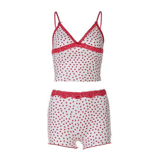Damen Schlafanzug-Set mit zartem Herzmotiv EB