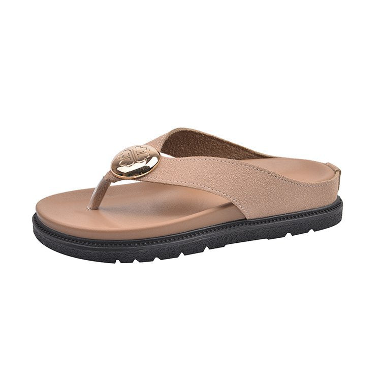Damen Zehentrenner-Pantoletten mit elegantem Schmuckdetail und komfortabler Sohle EB