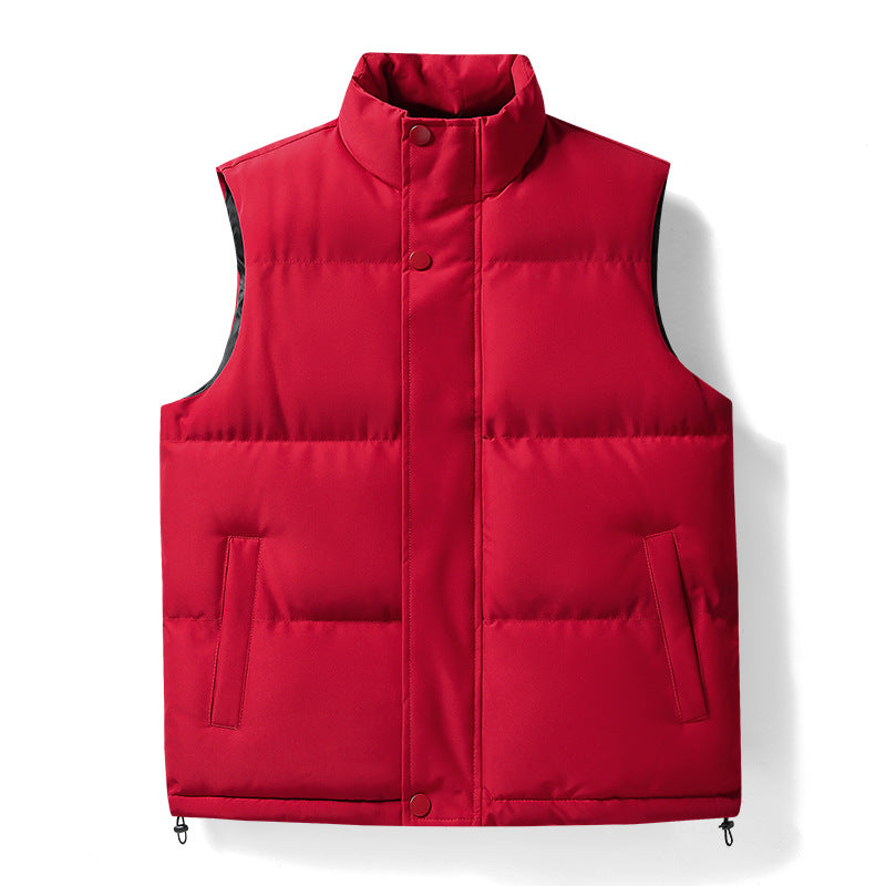 Herren warme gesteppte Outdoor-Weste mit hohem Stehkragen, verdeckter Druckknopfleiste und verstellbarem Saum EB