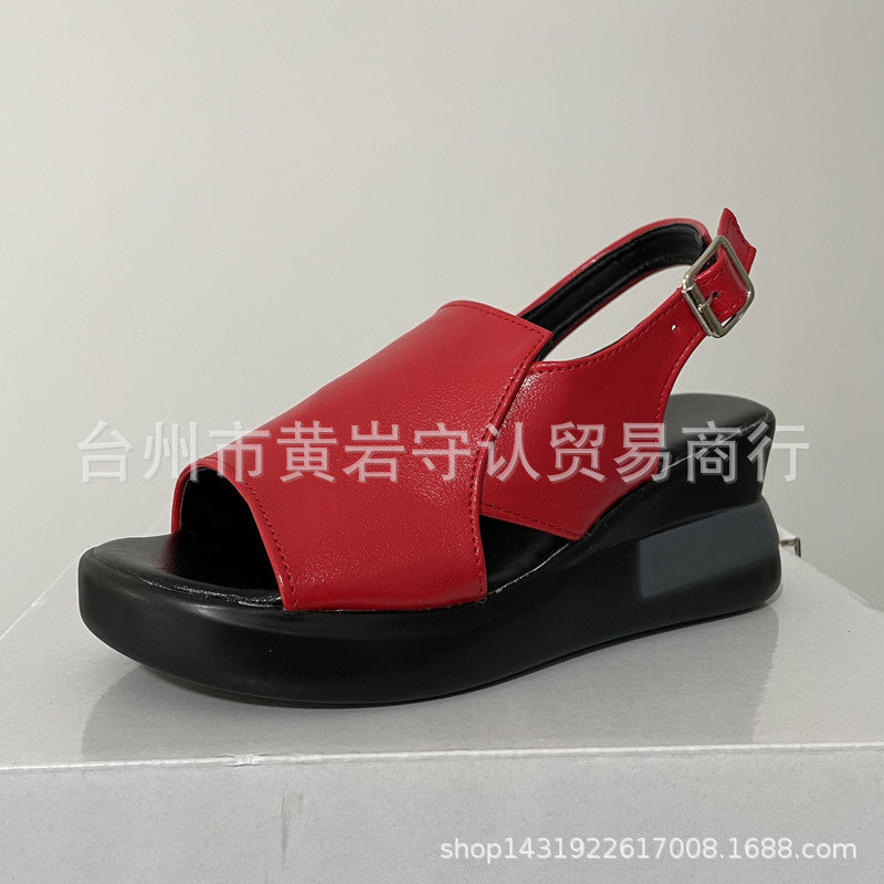 Damen Wedge-Pantoletten mit minimalistischer Querriemen und komfortabler Sohle EB