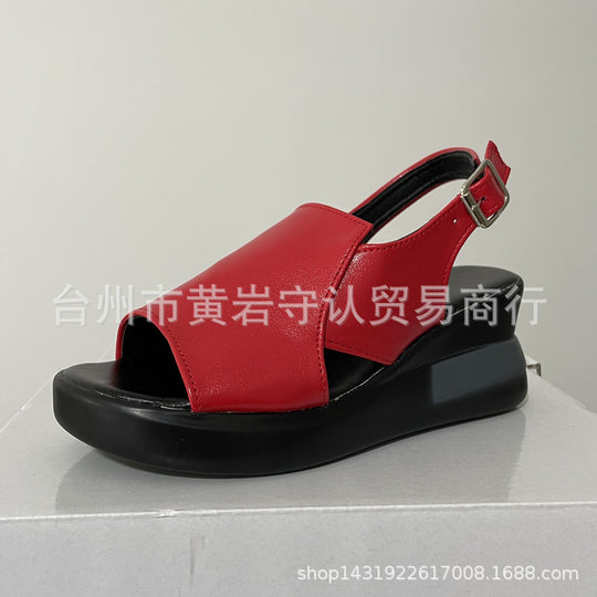Damen Wedge-Pantoletten mit minimalistischer Querriemen und komfortabler Sohle EB