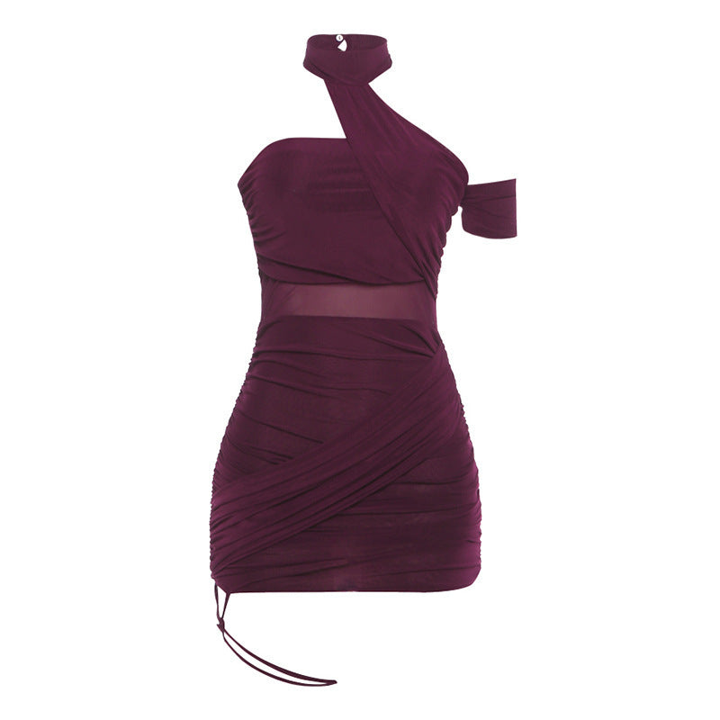 Damen figurbetontes Minikleid mit Rüschendetails und elegantem Wickeldesign EB