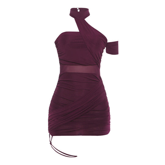 Damen figurbetontes Minikleid mit Rüschendetails und elegantem Wickeldesign EB