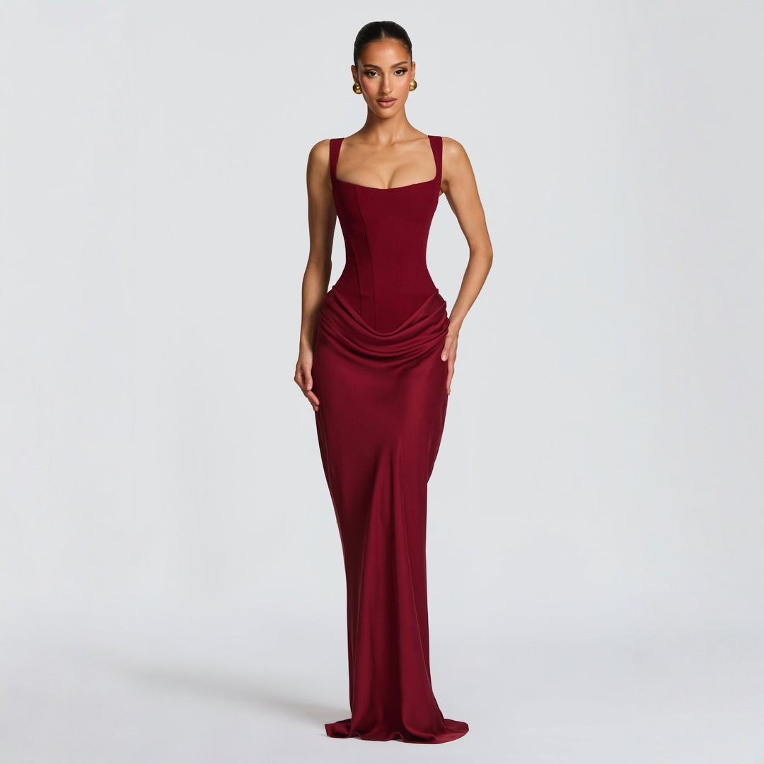 Damen Elegantes Maxikleid mit raffiniertem Drapierungseffekt EB
