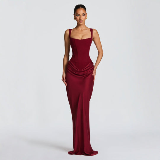 Damen Elegantes Maxikleid mit raffiniertem Drapierungseffekt EB