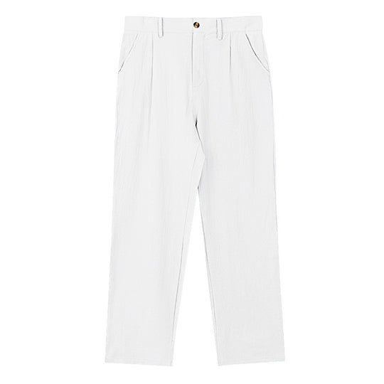 Herren nan elegante Bundfaltenhose aus leichtem Baumwollmix mit geradem Schnitt und Gürtelschlaufen EB