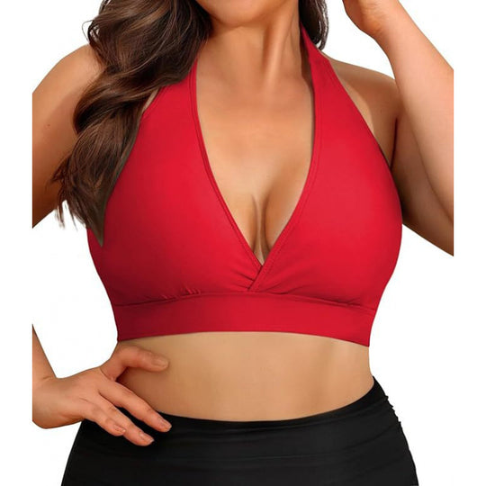 Damen Triangel-Bikini-Oberteil mit tiefem V-Ausschnitt und verstellbaren Trägern EB