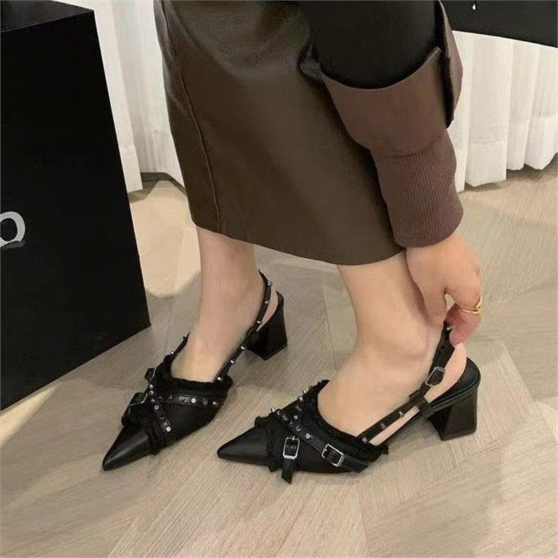Damen Slingback Pumps mit dekorativen Riemchen und modernem Design EB