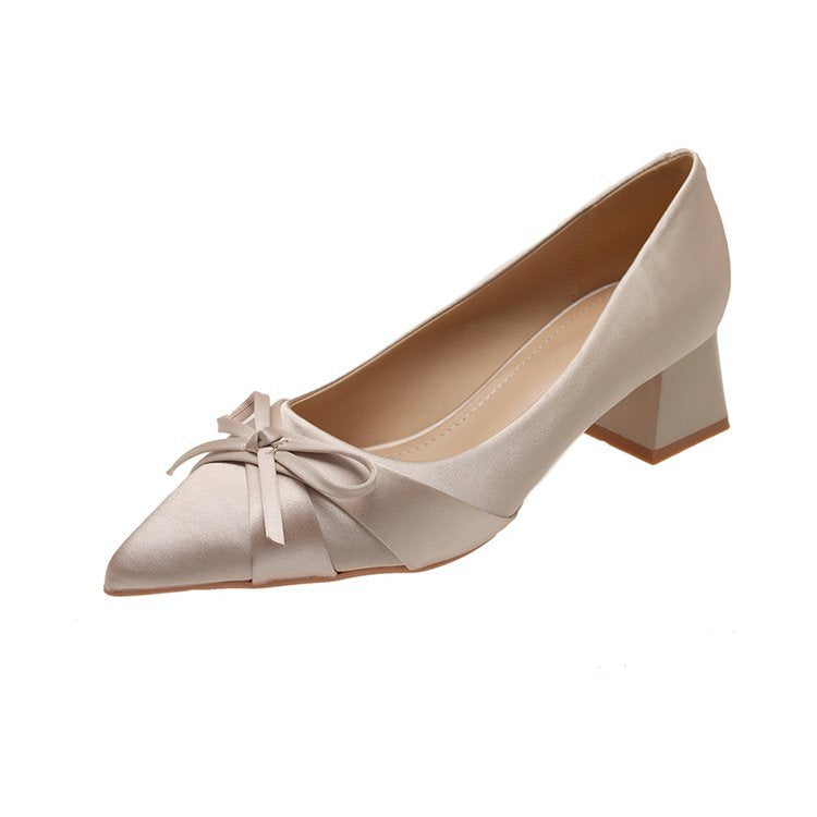 Damen elegante Spitzen High Heels mit dekorativem Schleifenakzent EB
