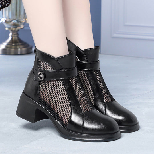 Damen modische Stiefeletten mit stylishem Netzbesatz EB