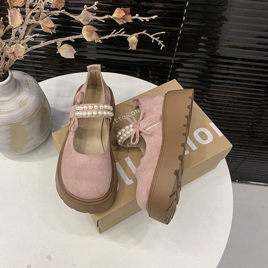 Damen Bequeme und elegante Ballerinas mit Perlenriemen EB