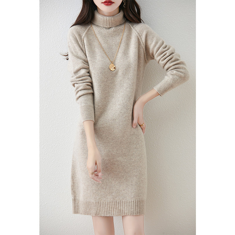 Damen Strickkleid mit hohem Kragen und schmalem Schnitt EB