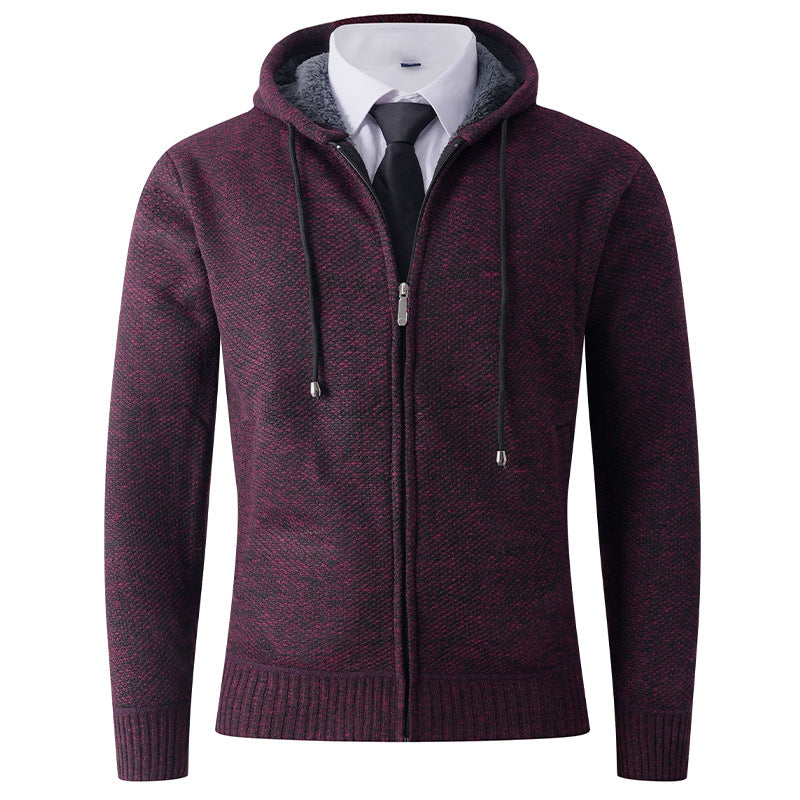 Herren Strickjacke mit Kapuze und strukturierter Verarbeitung EB