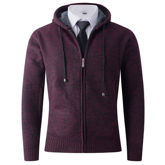 Herren Strickjacke mit Kapuze und strukturierter Verarbeitung EB