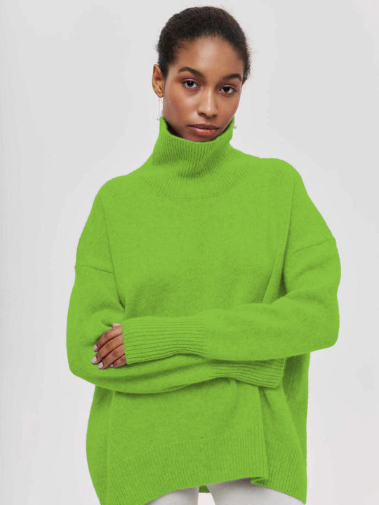 Damen gemütlicher Rollkragenpullover mit Oversized-Schnitt und strukturiertem Material EB