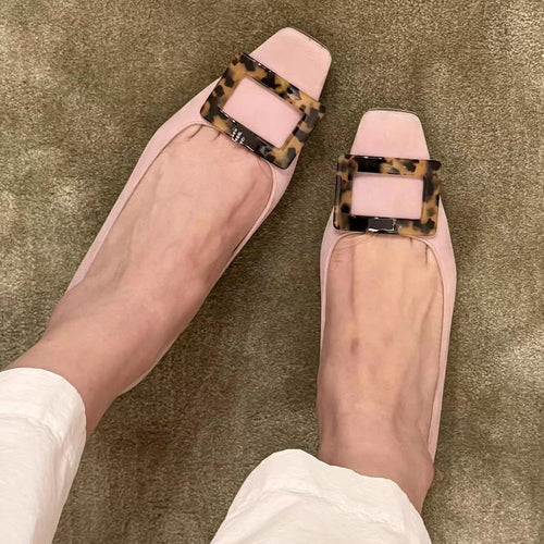 Damen Ballerinas mit quadratischem Zehenbereich und modischem Kastenschließe EB