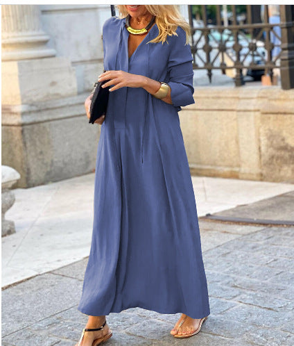 Damen Luftiges Maxikleid mit eleganter Knopfdetail EB