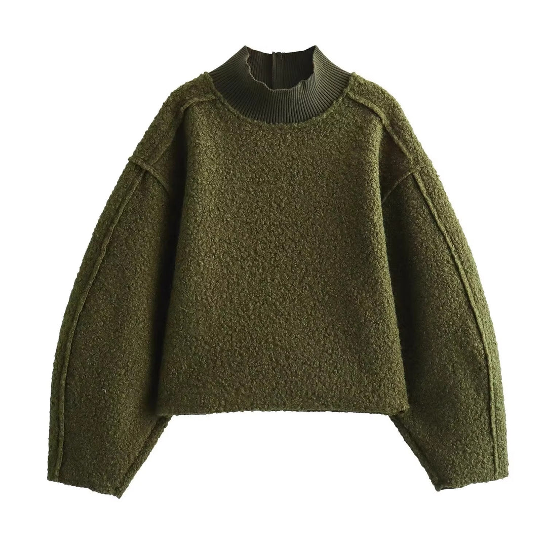 Damen Grobstrickpullover mit hohem Kragen EB