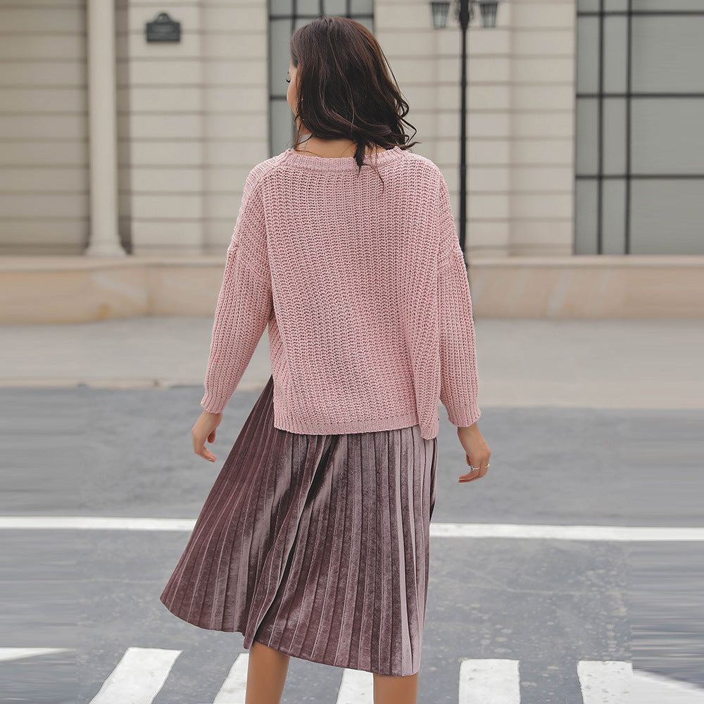 Damen Grob gestrickter Pullover mit lässigem Schnitt und strukturiertem Design EB