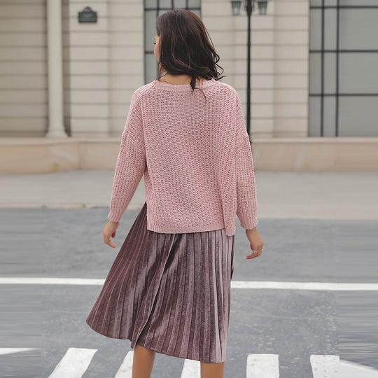 Damen Grob gestrickter Pullover mit lässigem Schnitt und strukturiertem Design EB