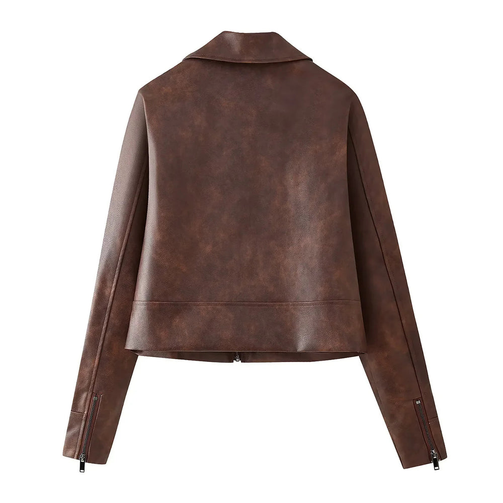 Damen Kunstjacke im eleganten Cropped-Design mit praktischen Reißverschlusstaschen EB