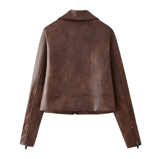 Damen Kunstjacke im eleganten Cropped-Design mit praktischen Reißverschlusstaschen EB