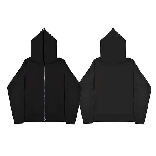 Unisex nan Kapuzenjacke mit durchgehendem Reißverschluss, doppellagiger Kapuze und Kängurutaschen EB