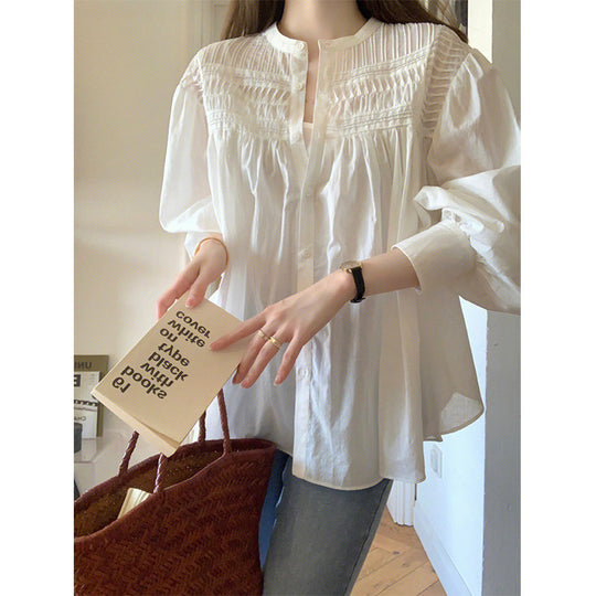 Damen bestickte Knopfleistenbluse EB