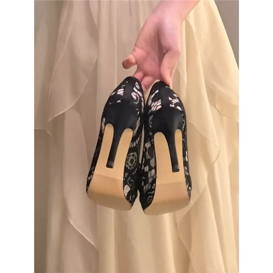 Damen elegante Spitzenschuhe mit Schleifenakzenten EB