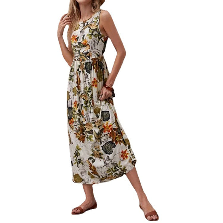 Damen Maxikleid mit floralen Akzenten und fließendem Schnitt EB
